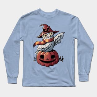 Spooky Magic Cute Funny Pumpkin Owl Long Sleeve T-Shirt